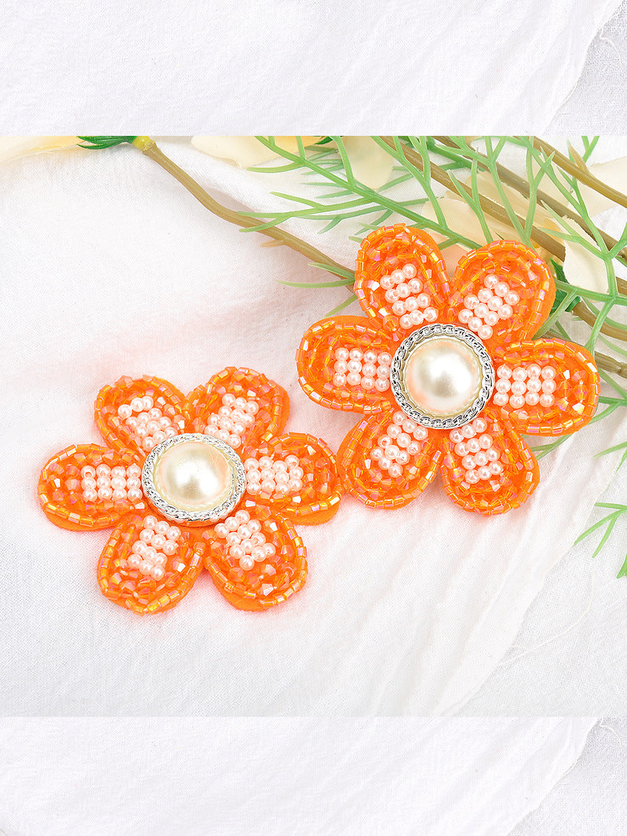 Wholesale DIY Handmade Beaded Cloth Patch Pearl Crystal Color Flower Hat Clothing Decoration