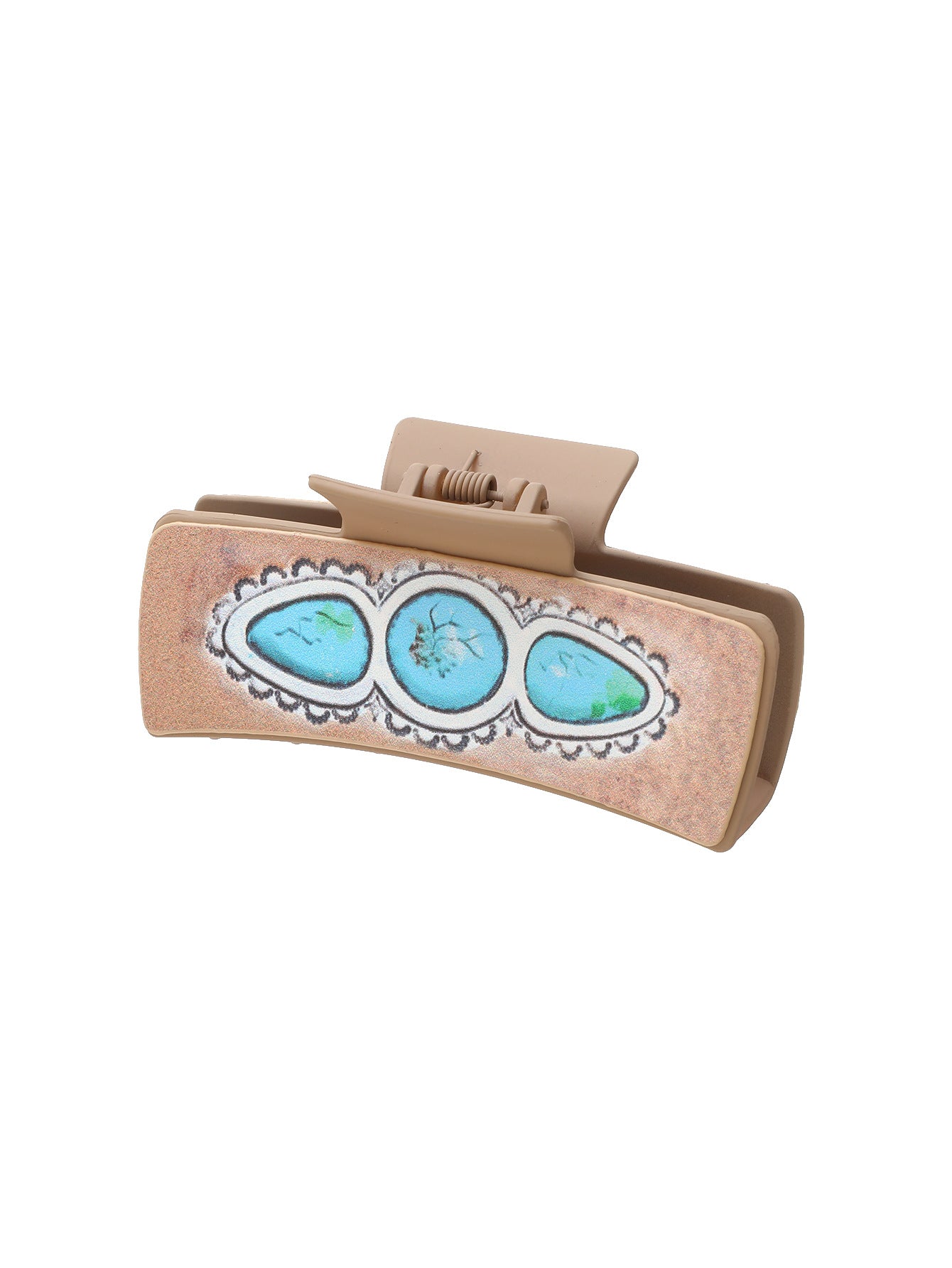 Wholesale Western Style Turquoise Cactus Leather Hairpin Shark Clip