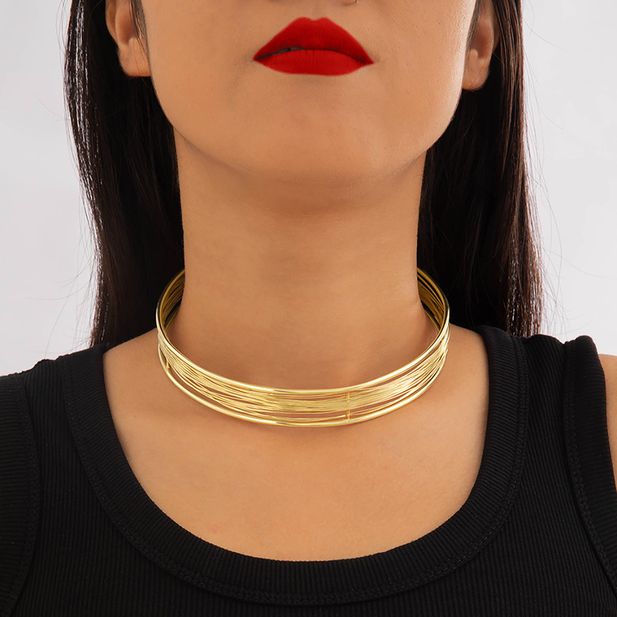 Wholesale temperament metal wide plain ring necklace