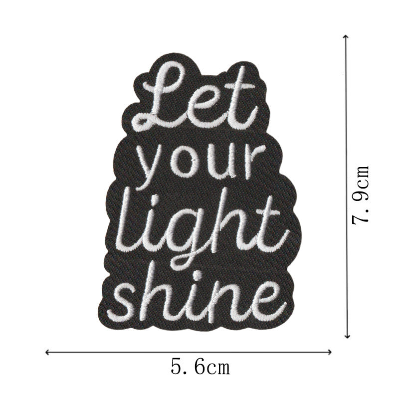 Wholesale Embroidered Patch Set Of 9 Cartoon Math English Phrase Iron On Applique For Clothing Bags Towels DIY Craft Supply
