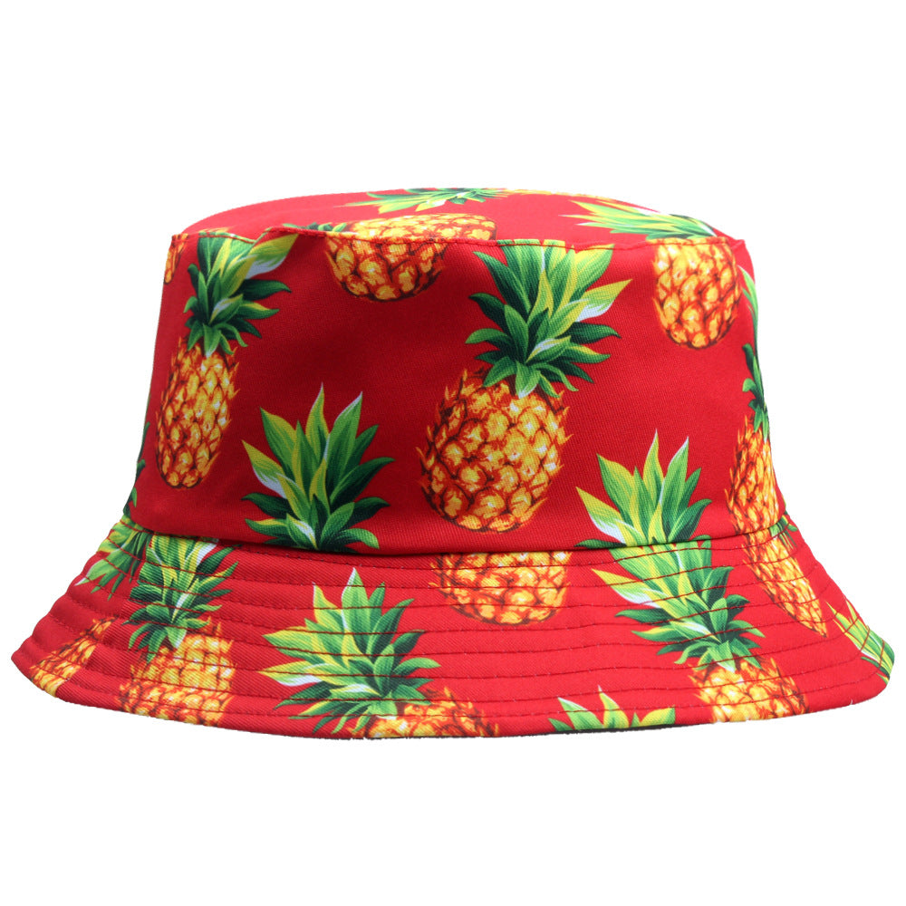 Wholesale Sun Protection Double-sided Pineapple Print Bucket Hat