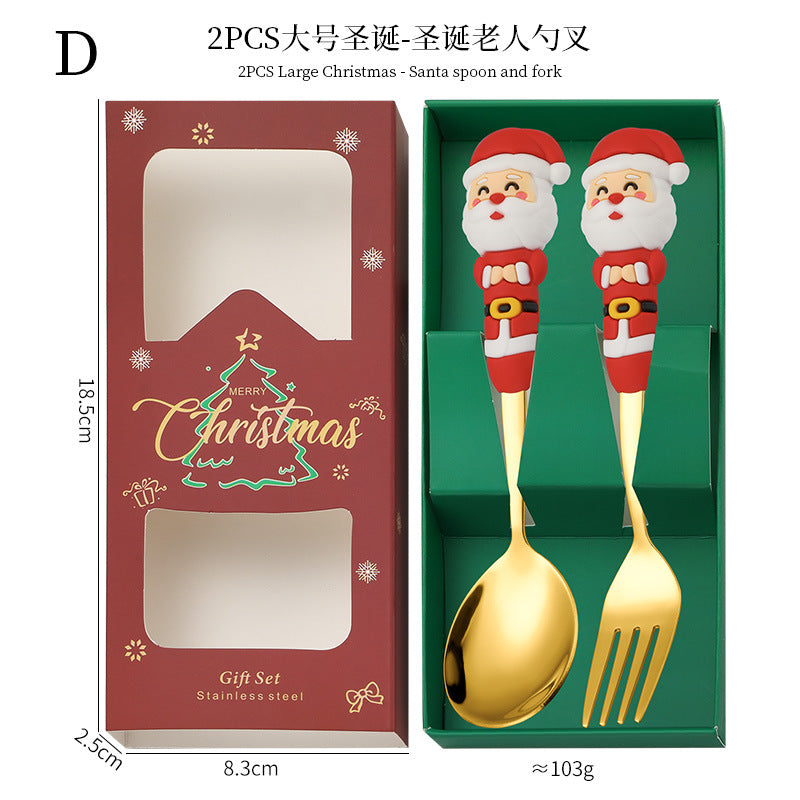 Wholesale Christmas Tableware Dessert Spoon Fork Cartoon  Spoon