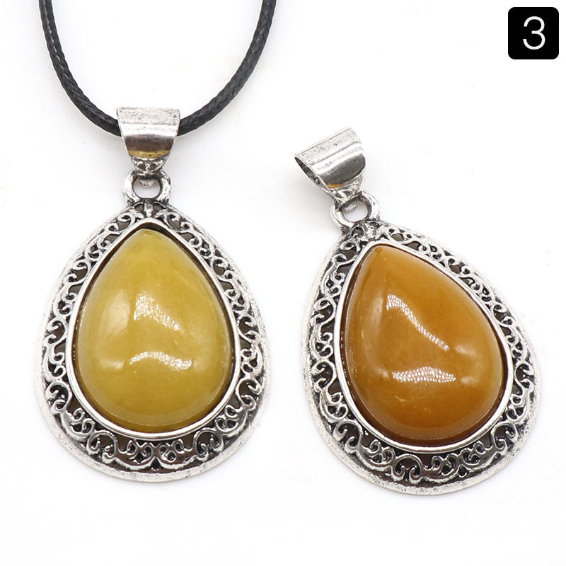 Wholesale Natural crystal agate semi-precious stone teardrop pendant