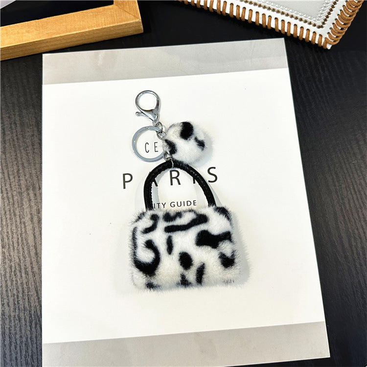 Wholesale Leopard Print Bag Keychain Creative Cute Plush Cartoon Pendant Car Keychain
