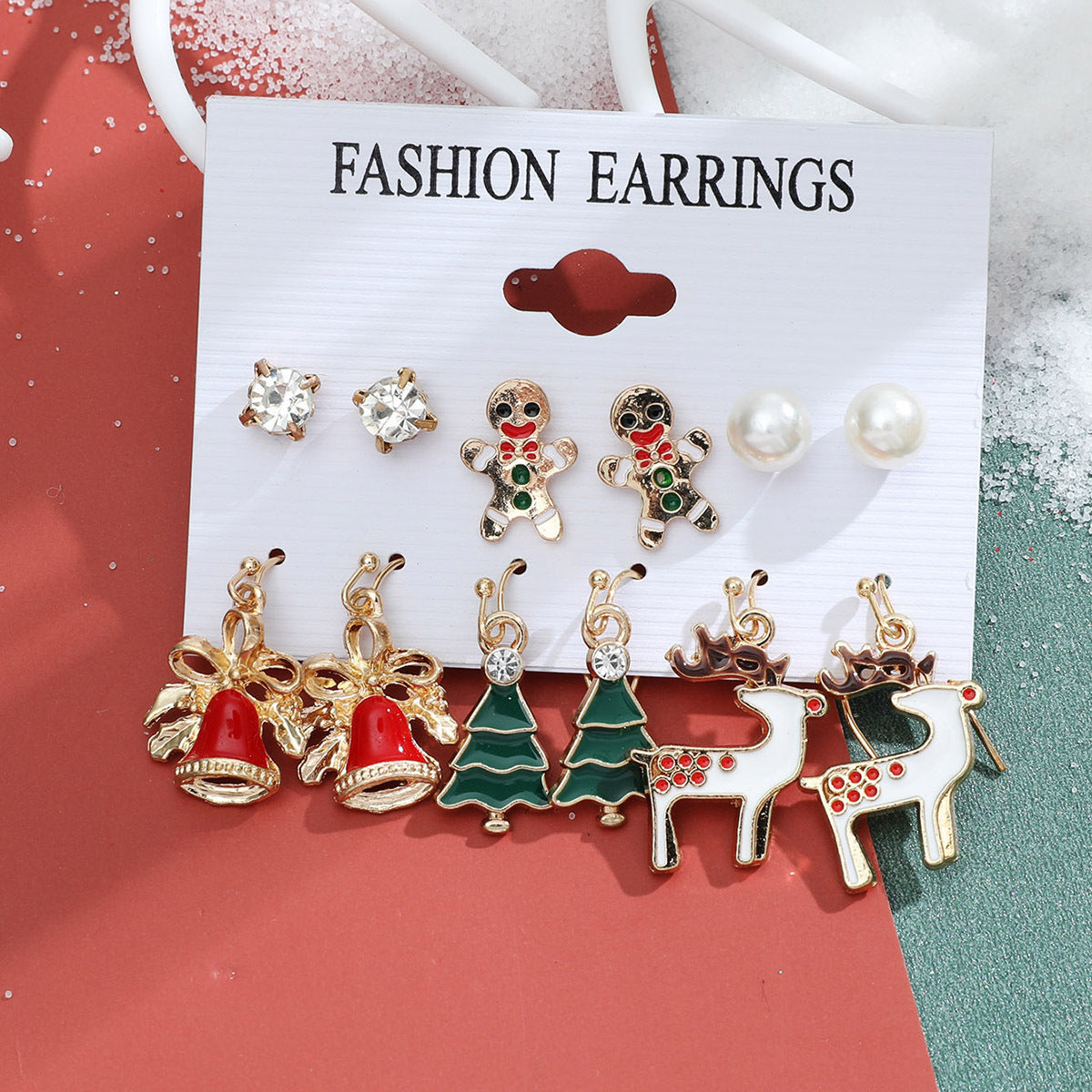 Wholesale Christmas Santa Claus Snowflake Bell Elk Alloy Earrings