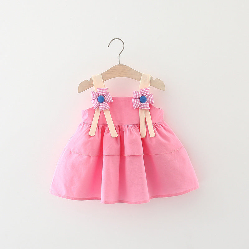 Wholesale Korean Style Summer Baby Girl Suspender Dress Chic Cotton Cake Dress For Toddler Gift Ready
