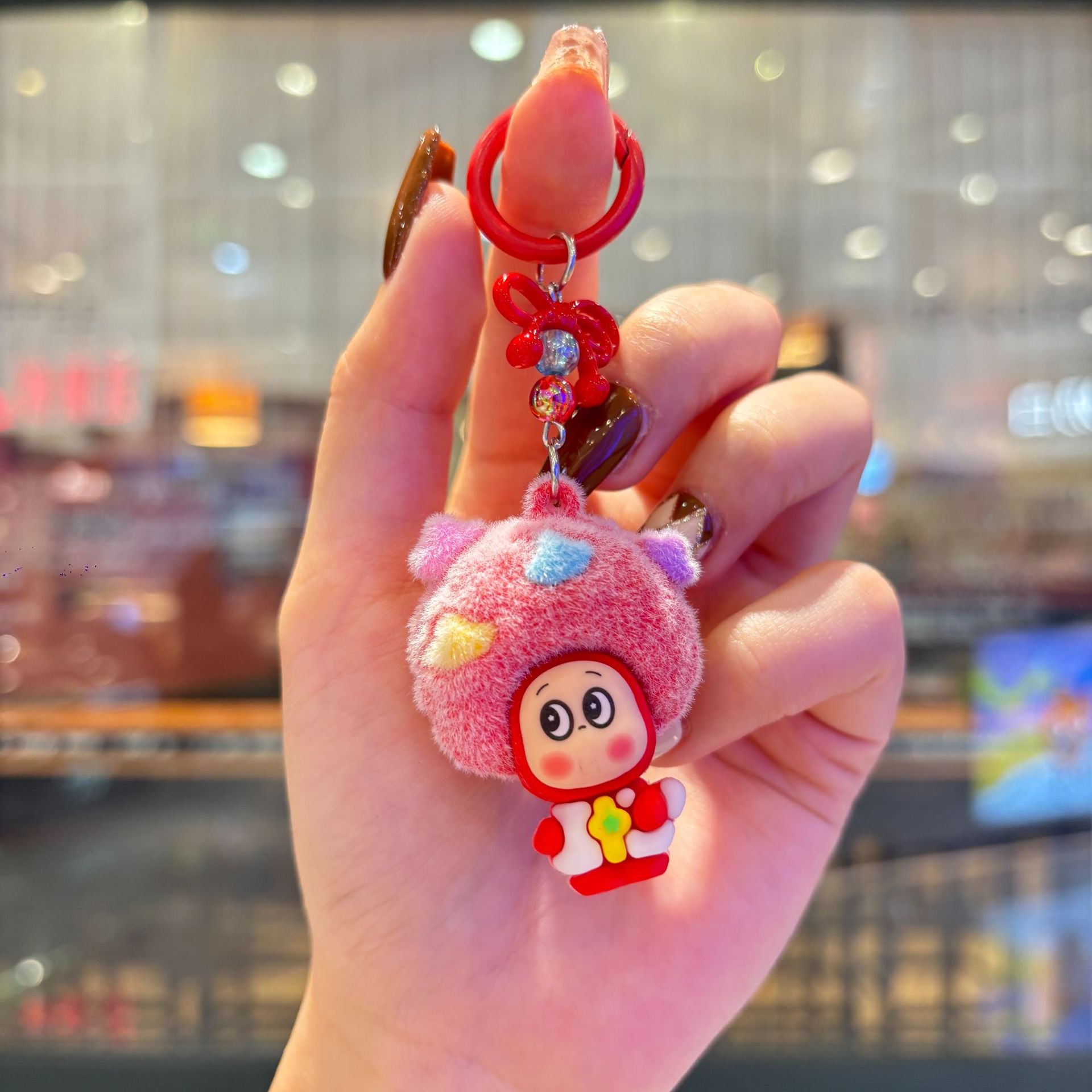 Wholesale Plush Explosion Head Cute Cartoon Pvc Soft Glue Keychain