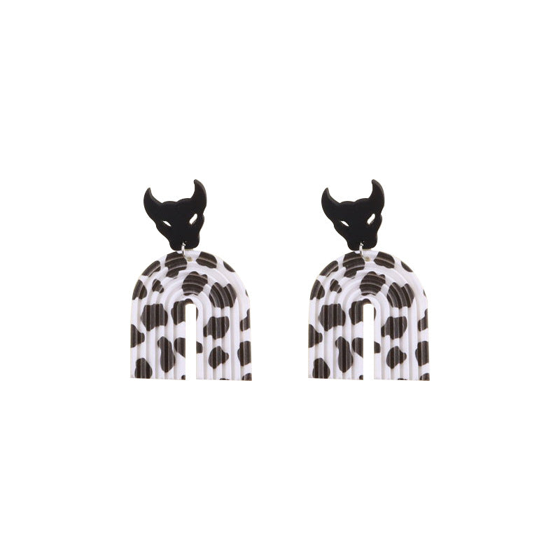 Wholesale Imitation Soft Clay Cow Pattern Printed Cow Head Acrylic Earrings