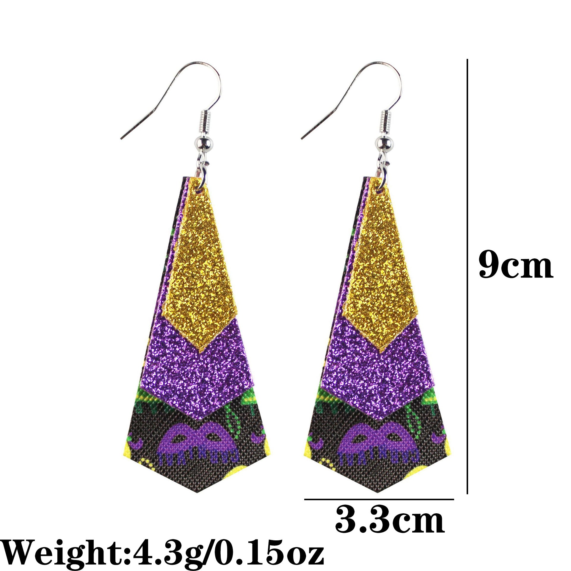 Wholesale Carnival Multi-layered Leaf  Mardi Gras Earrings