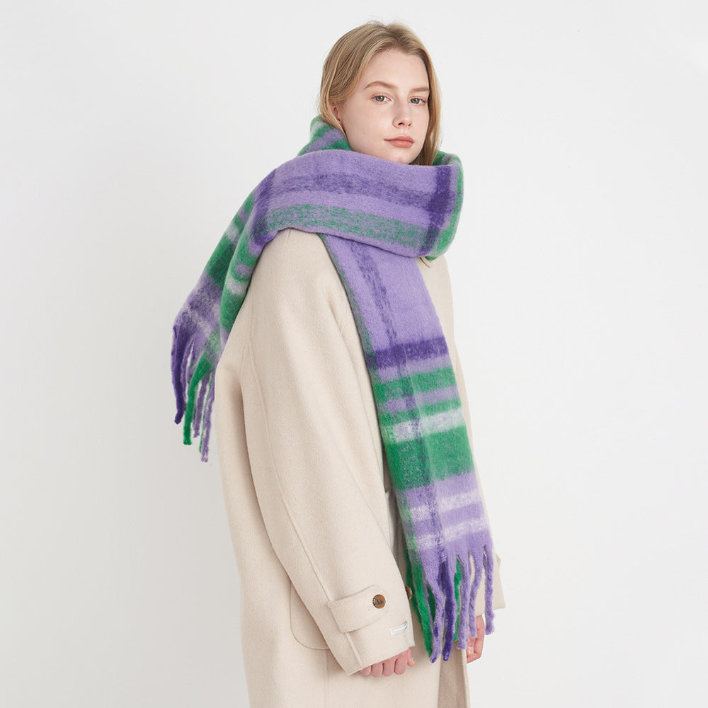 Wholesale Vintage Imitation Cashmere Plaid Winter Warm Scarf