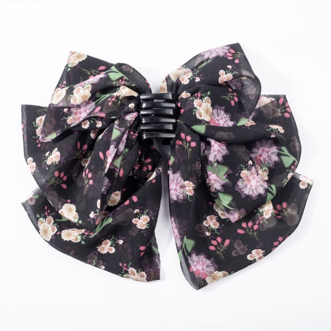 Wholesale Chiffon Fabric Romantic Floral Print Bow Gripper