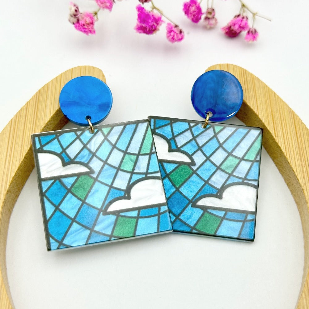 Volesar Floral Acrylic Hand Painted Oil Stud Earrings