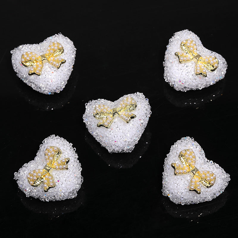 Wholesale 5pcs Industry Heart Soft Sugar Bow Beads