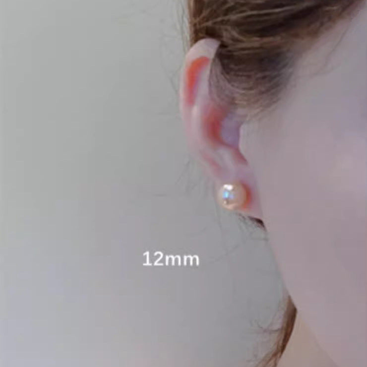 Wholesale 8-14mm milk white pearl round earrings