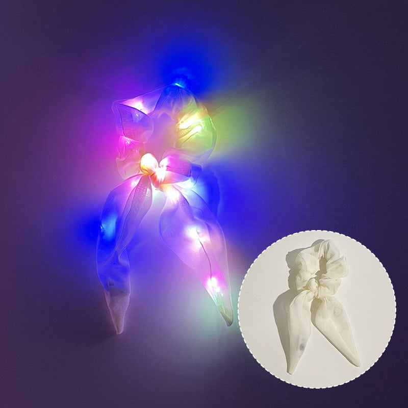 Wholesale Led Luminous Large Intestine Hair Ring DIY Night Light Flower Shiny Fat Intestine Head Rope Nightclub Rubber Band Hair Accessories