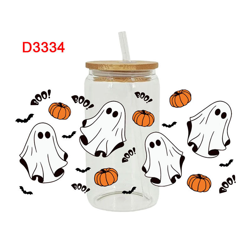 Wholesale Skeleton Ghost Halloween 16oz Cup UV DTF Wraps