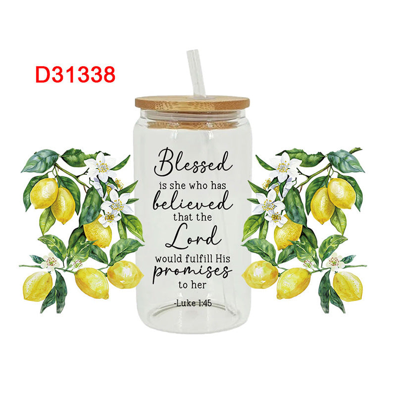 Wholesale Beautiful colorful flowers  16oz Cup UV DTF Wraps