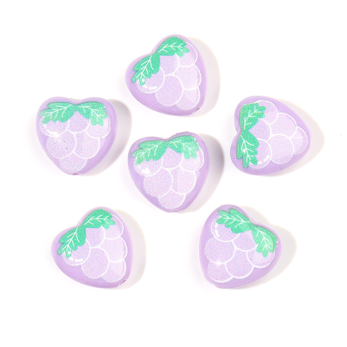 Wholesale 10pcs Printed Love Strawberry Watermelon Orange Fruit Series Acrylic Beads