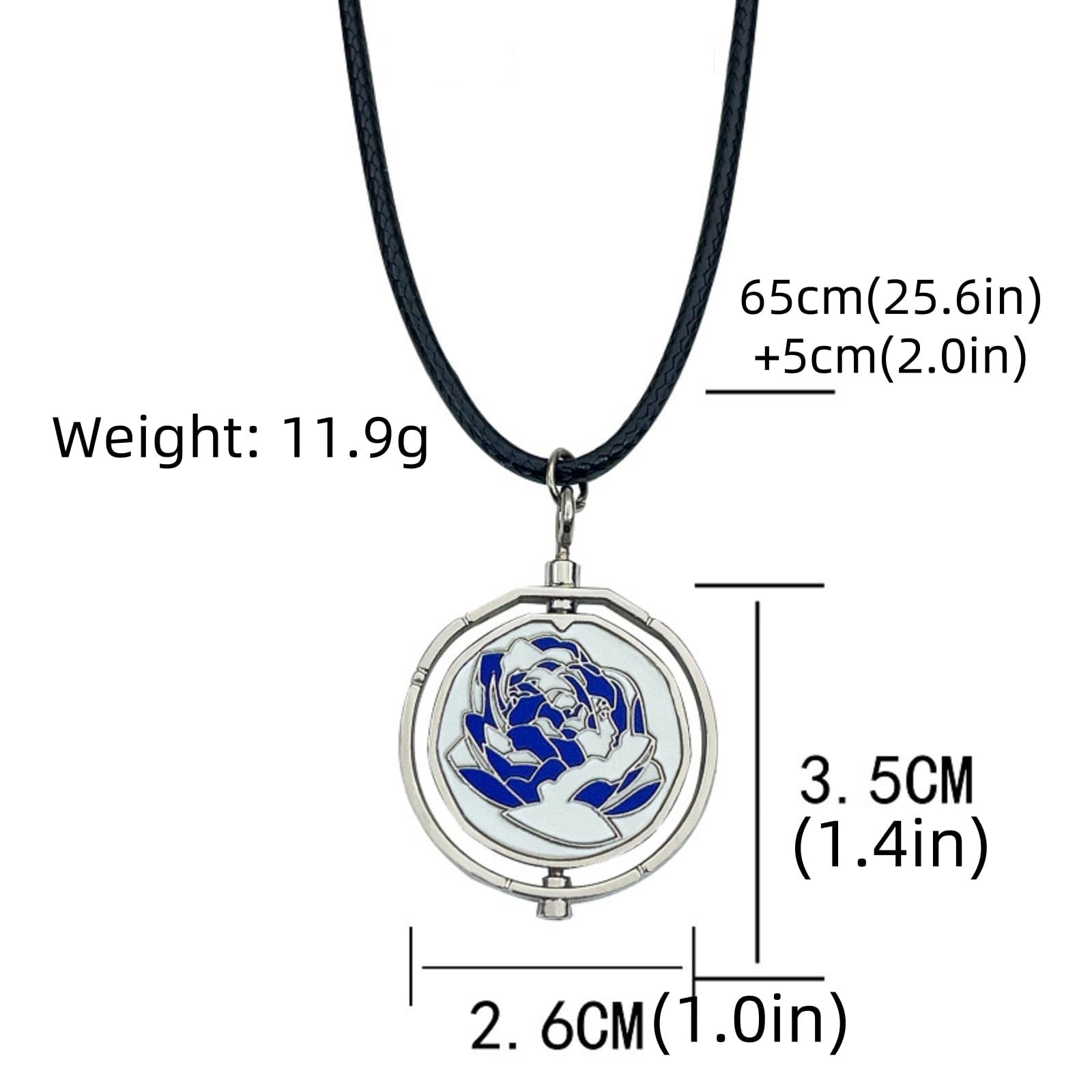 Wholesale Blue Rose Rotating Pendant Necklace