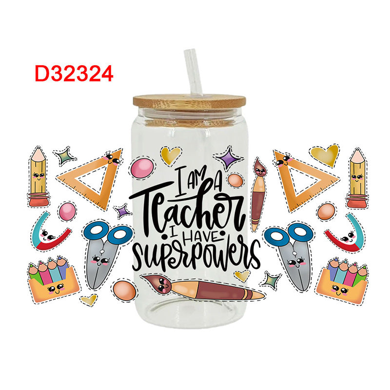 Wholesale Uv Transfer Sticker Glass Cup Crystal Label 16oz Cup UV DTF Wraps