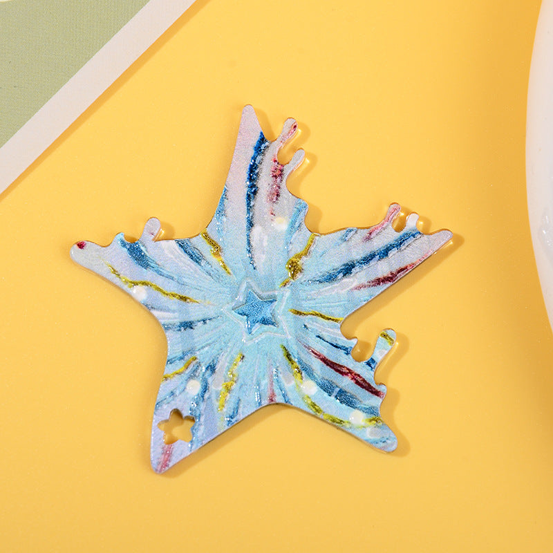 Wholesale 10pcs/ pack fireworks five-pointed star pendant diy keychain pendant