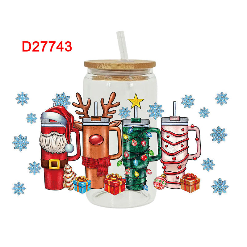 Wholesale Christmas Snowman Bell Series 16oz Cup UV DTF Wraps