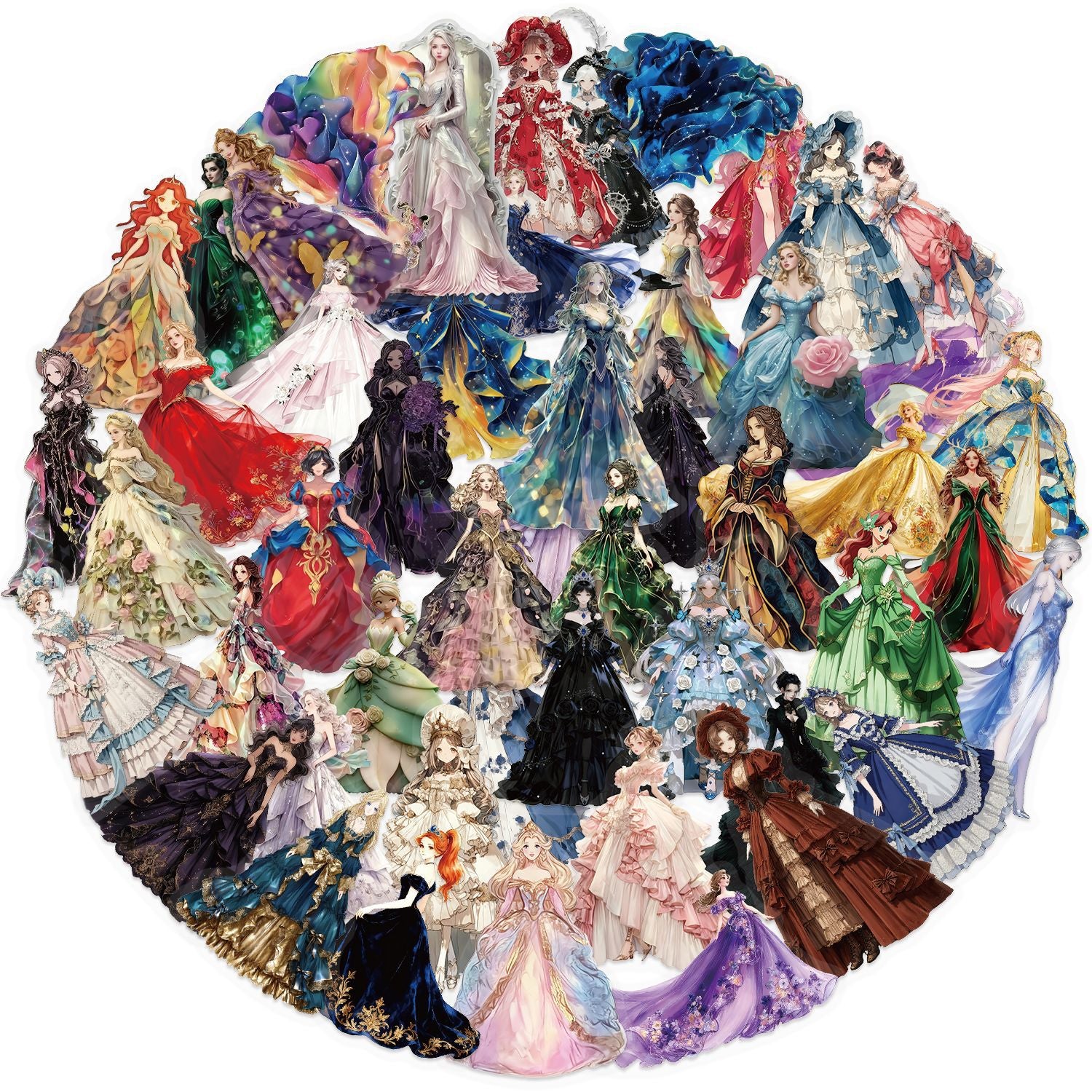 Wholesale 50pcs Transparent Cartoon Beautiful Girl Waterproof Vinyl Stickers