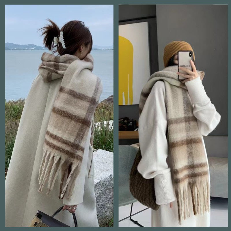 Wholesale Winter Circle Yarn Thickened Warm Plaid Scarf