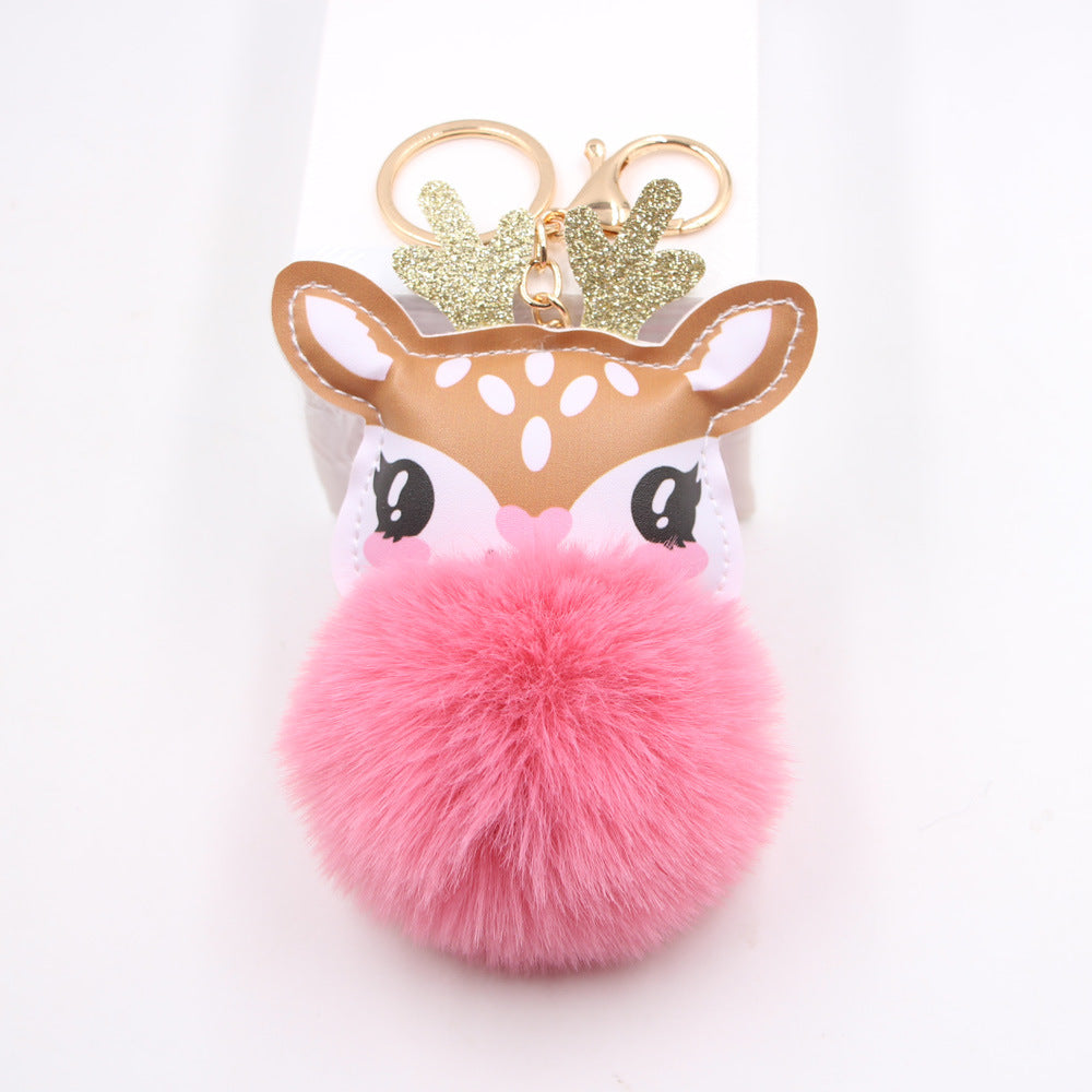 Wholesale Cute Plush Fawn Keychain Cartoon Deer Bag Charm Pendant Christmas Gift Car Key Accessory
