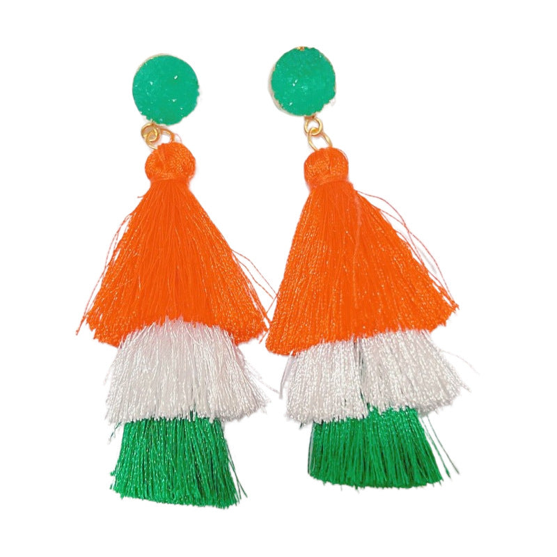 Wholesale Trendy Christmas Tree Bell Tassel Earrings For Women Alloy Hand Woven Long Drop Jewelry Gift Boutique Resale