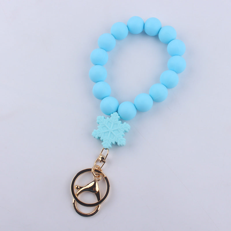 Wholesale Cartoon Silicone Snowflake Beads Wrist Keychain