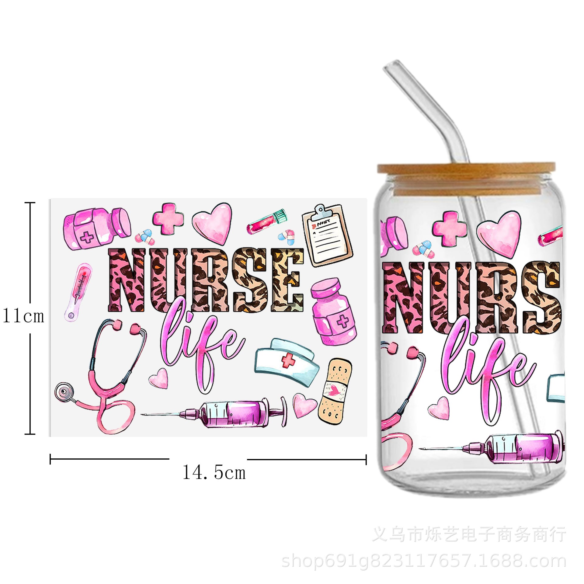 Wholesale Medical Nurse Doctor Health Series UV DTF Transfer Crystal Label Cup Sticker