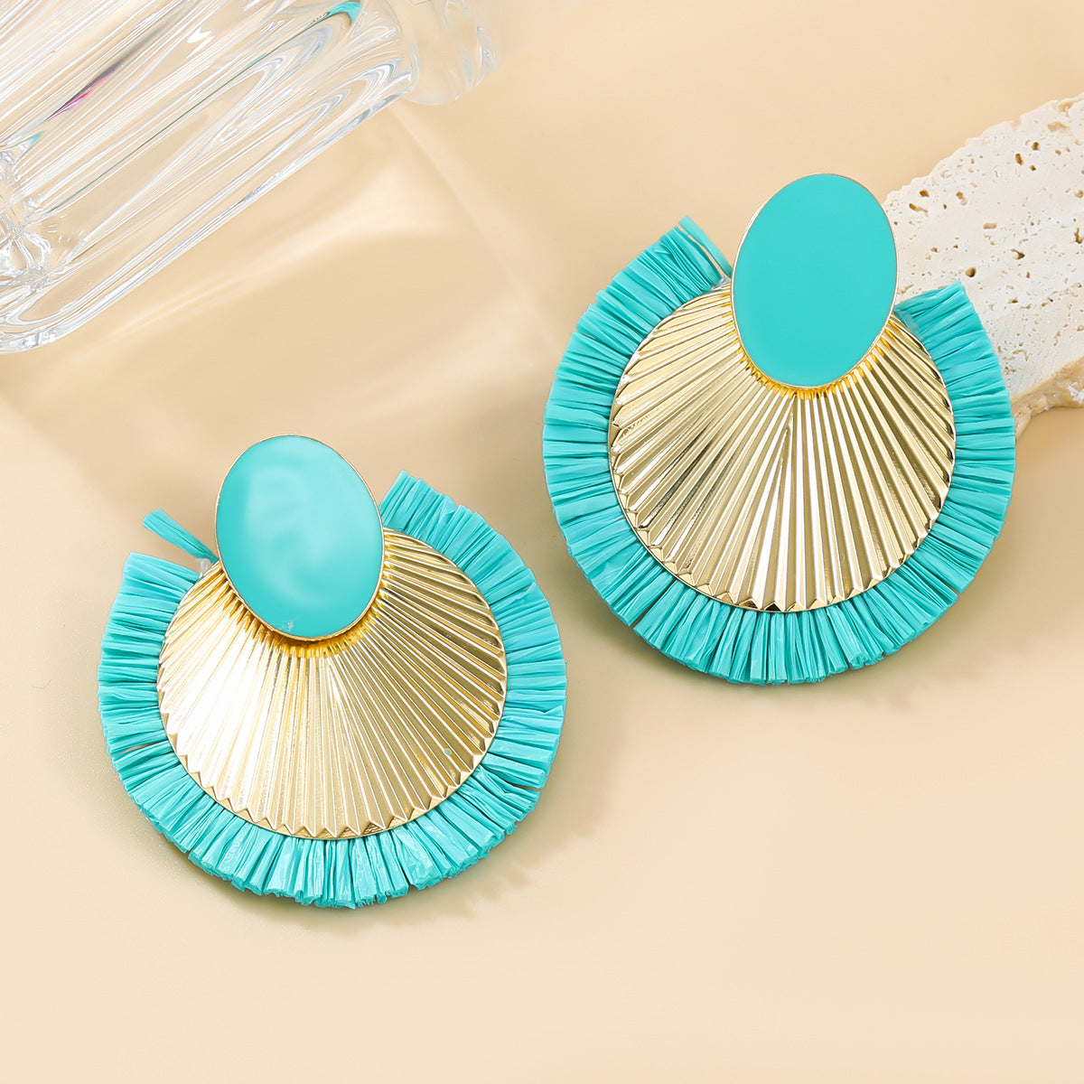 Wholesale Bohemian Raffia Alloy Earrings