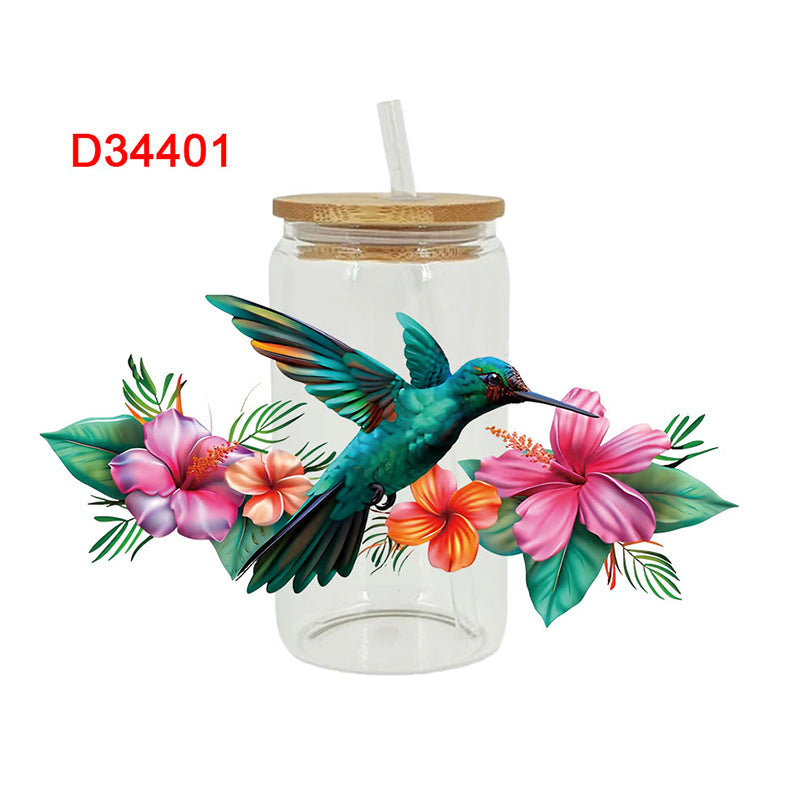 Wholesale Colorful flowers cute animals 16oz Cup UV DTF Wraps
