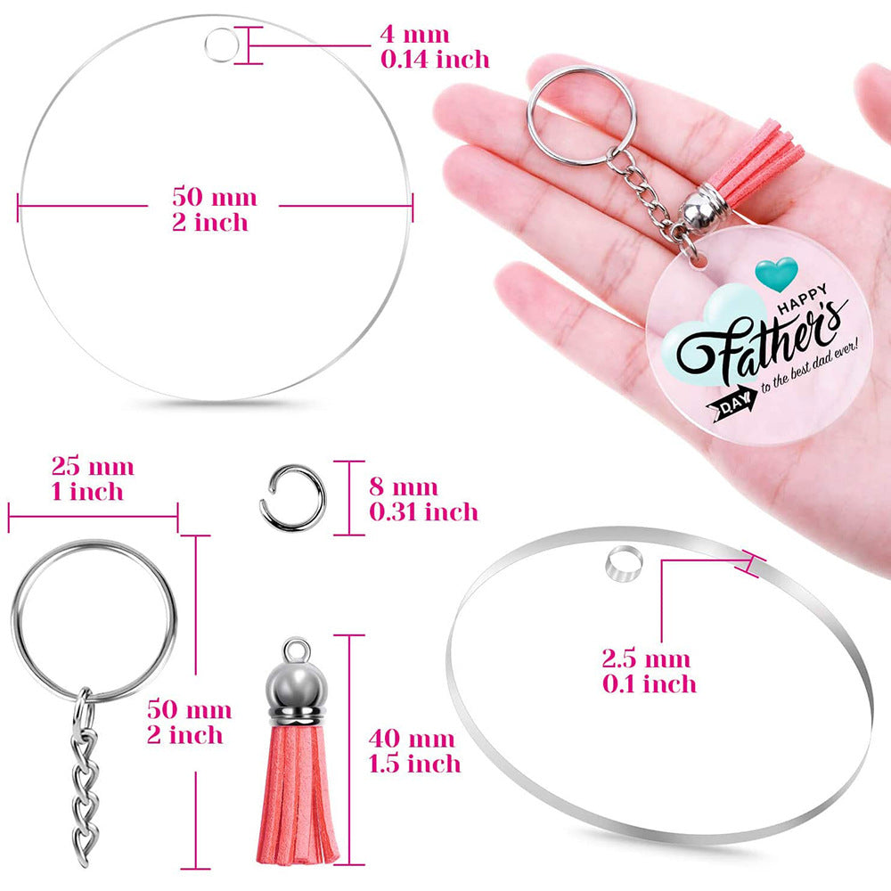 Wholesale 120pcs Acrylic Blank Keychain Tassel Tassel Pendant Set