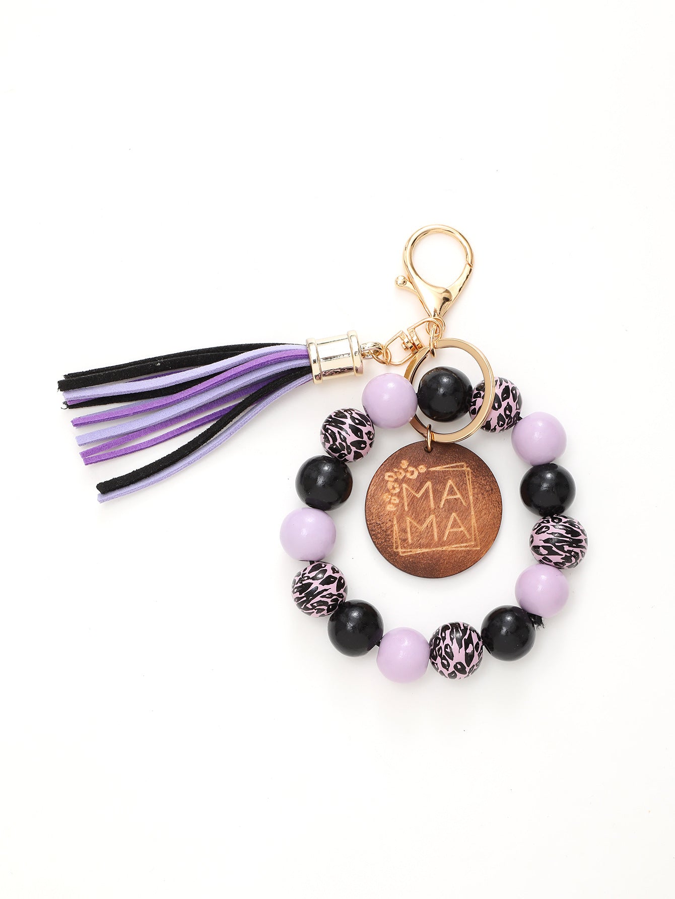 Wholesale Colorful Wooden Beads Tassel Wood Pendant Bracelet Keychain