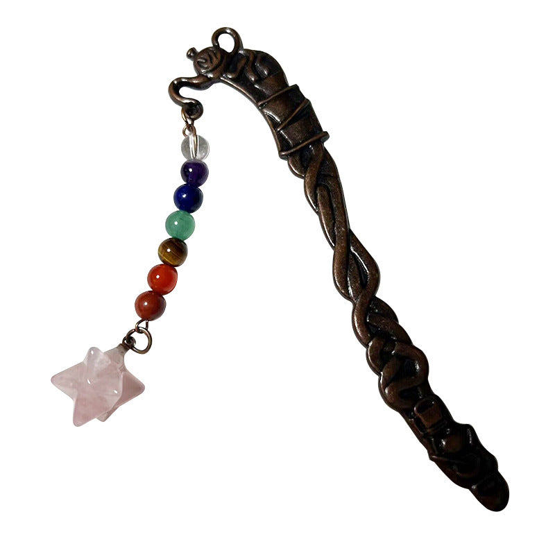 Wholesale Rotate Metal Natural Crystal Stone Learning Stationery Bookmark