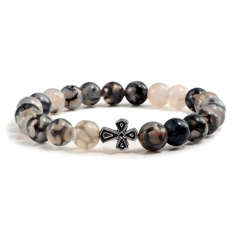 Wholesale elastic line beaded black dragon pattern bracelet alloy