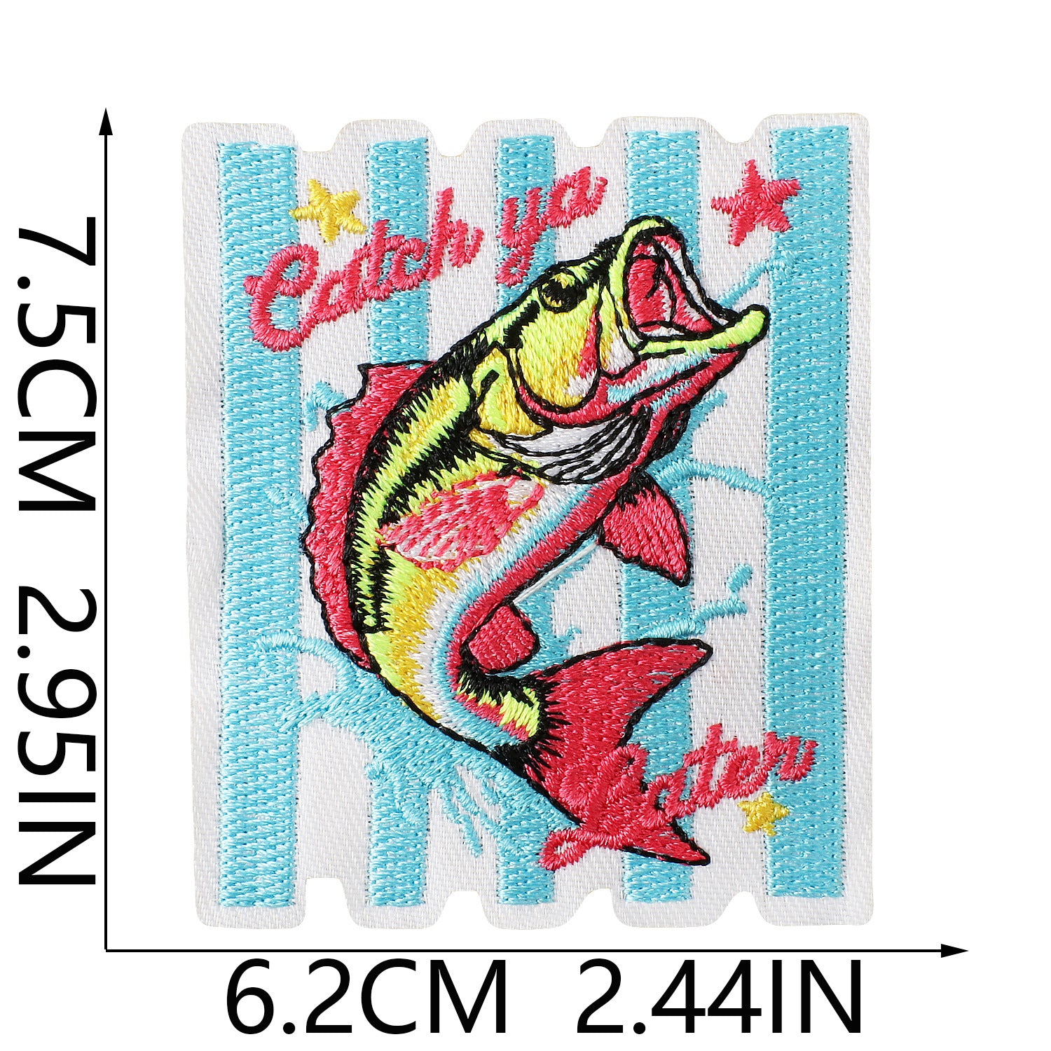 Wholesale Fishing Themed Embroidered Iron On Patch Polyester Thread DIY Patch For Outdoor Clothing Bags And Hats
