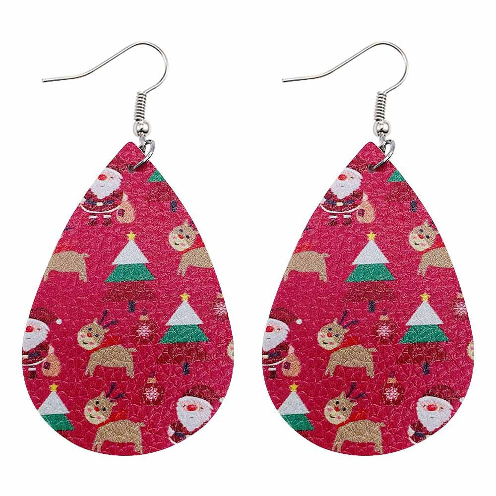 Wholesale Christmas Tree Bell Leather Earrings