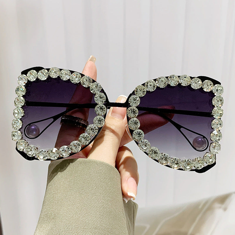 Wholesale Large frame diamond sunglasses