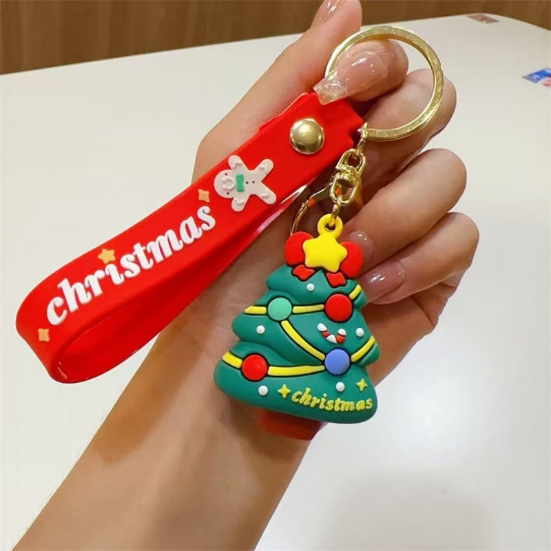 Wholesale Christmas  Cartoon PVC Keychain Decorative Bag Charm Car Key Accessory Trendy Gift For Boutique Resale