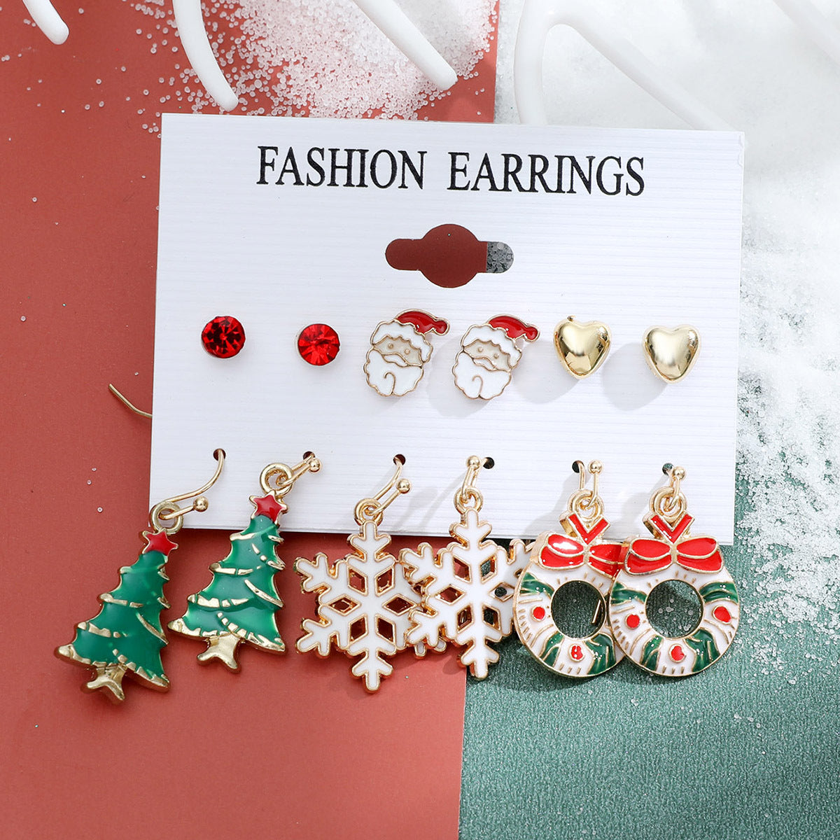 Wholesale Christmas Santa Claus Snowflake Bell Elk Alloy Earrings