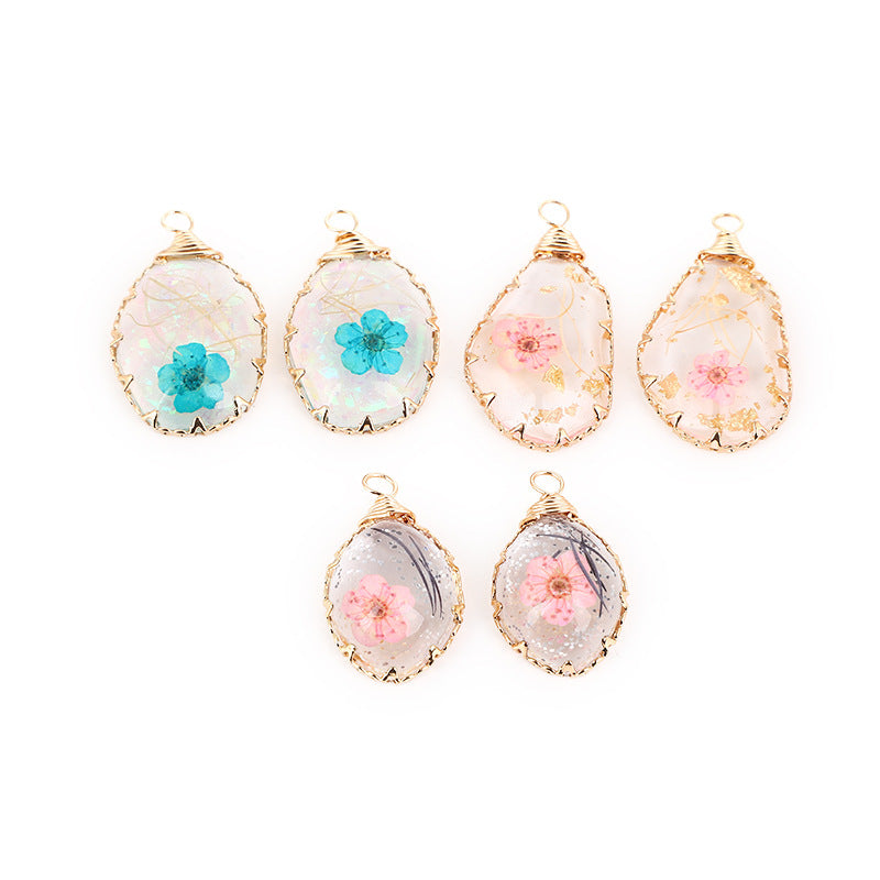 Wholesale copper wire wrapped edge glue accessories DIY transparent pendant