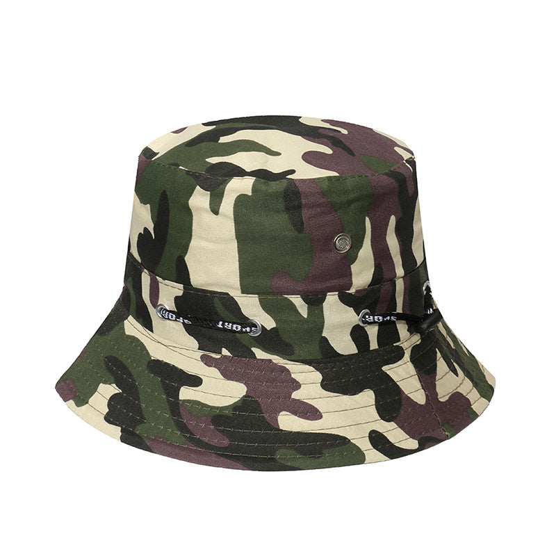 Wholesale Camouflage Drawstring Outdoor Mountaineering Travel Sunshade Polyester Fisherman Hat