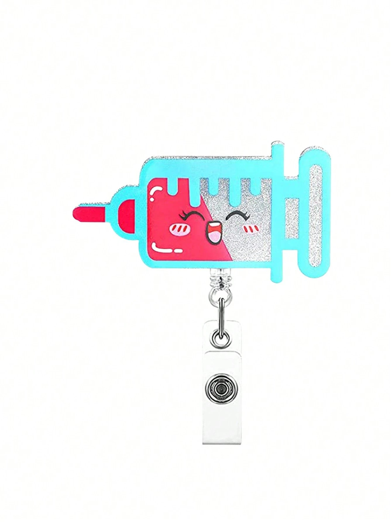 Wholesale Acrylic Love Clothes Syringe Mask Retractable Badge Scroll Keychain