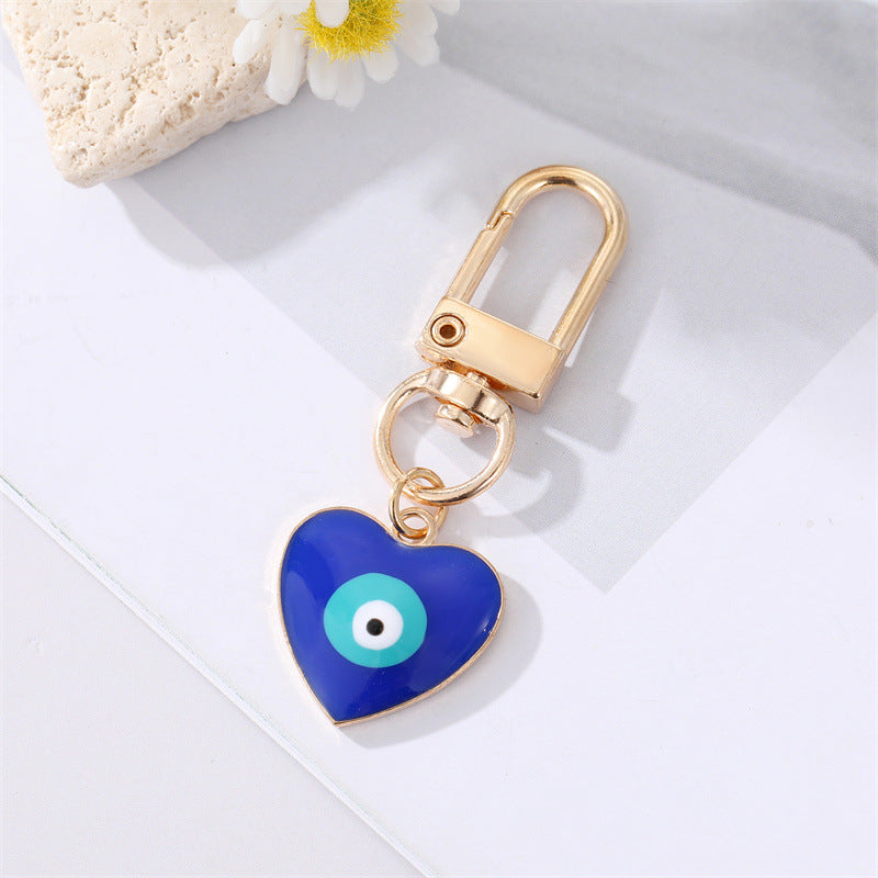 Wholesale Diamond Drop Oil Heart Blue Eyes Keychains