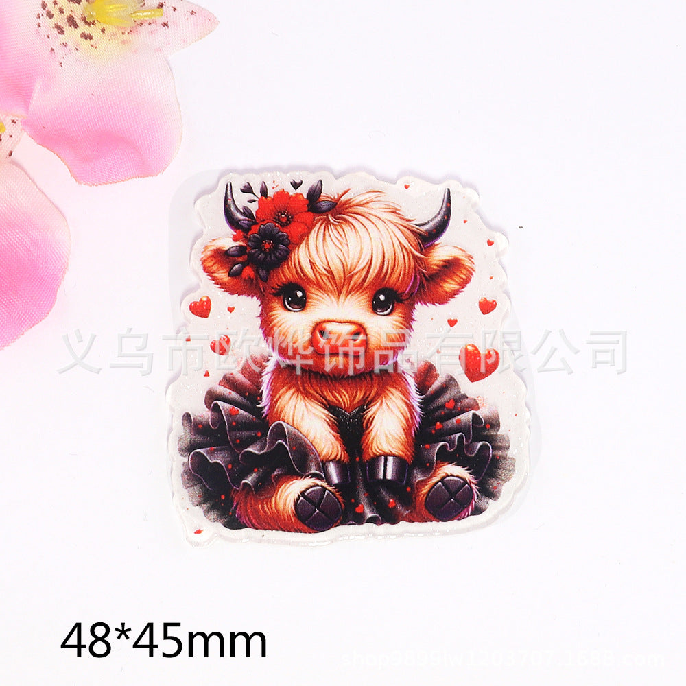 Wholesale  10pcs  New loose powder cartoon cute calf pony bag accessories acrylic cute DIY patch accessories