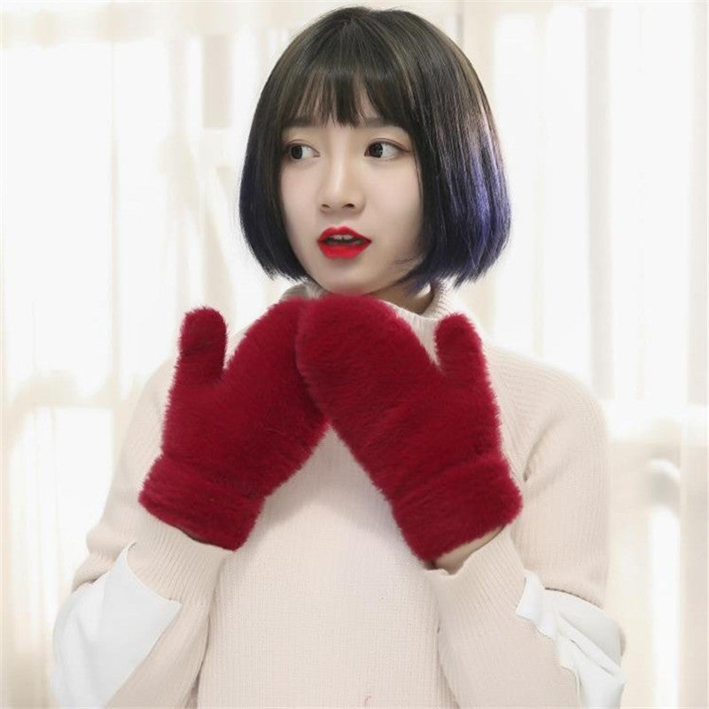 Wholesale Autumn and Winter Double Layer Plus Thickened Cashmere Cycling Gloves