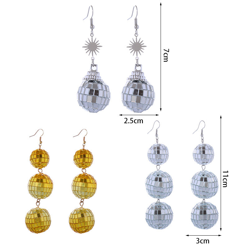 Wholesale Retro Disco Long Ball Earrings